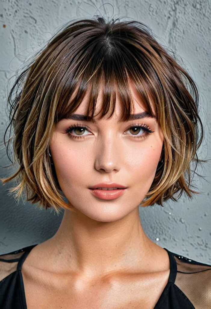 Tousled Bob with Parted Bangs