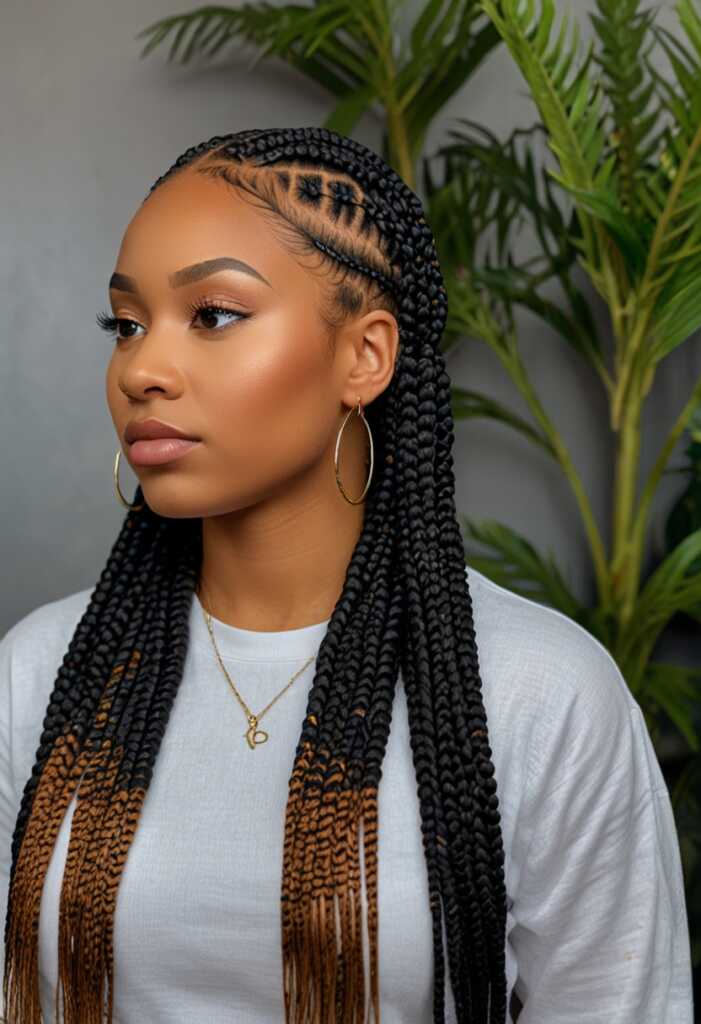 Tribal Pattern Small Knotless Braids