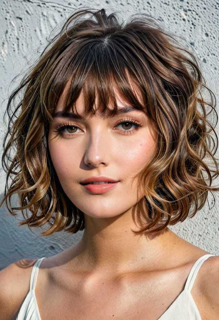 Wavy Bob with Wispy Bangs