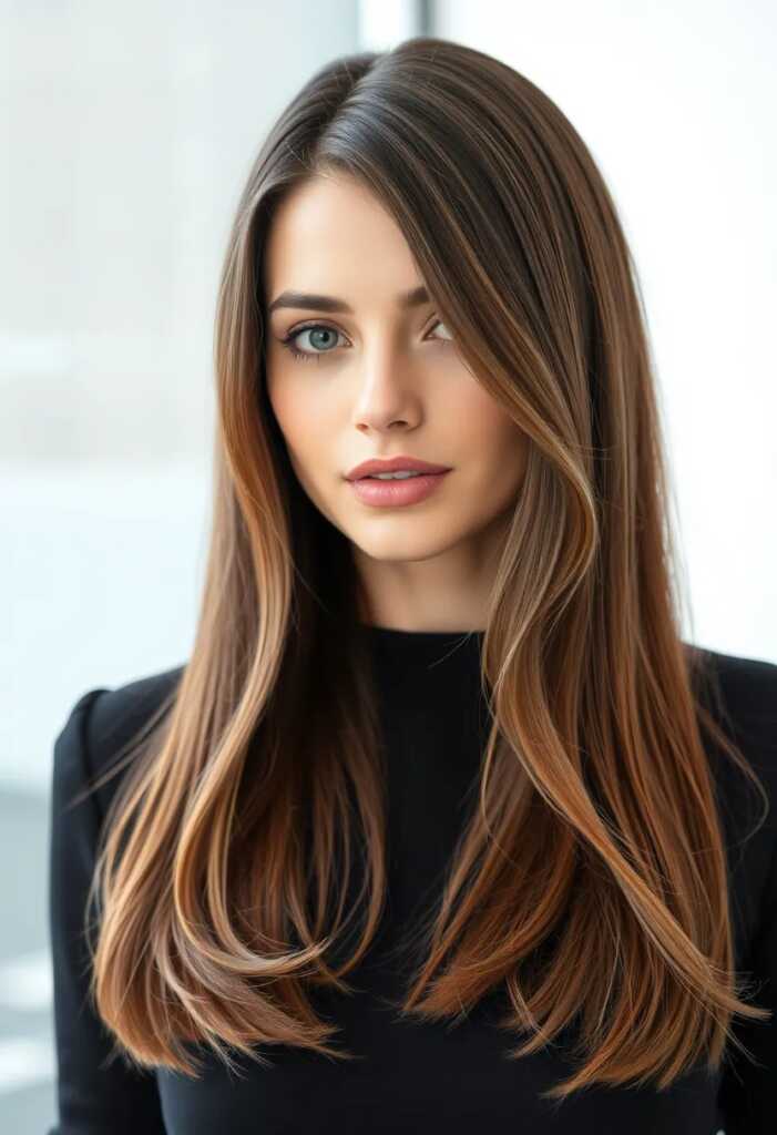 Sleek and Straight with Face-Framing Layers