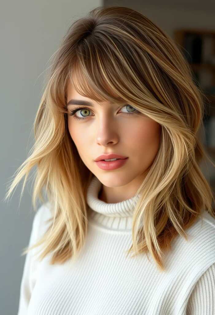 Wispy Bangs with Layers and Highlights