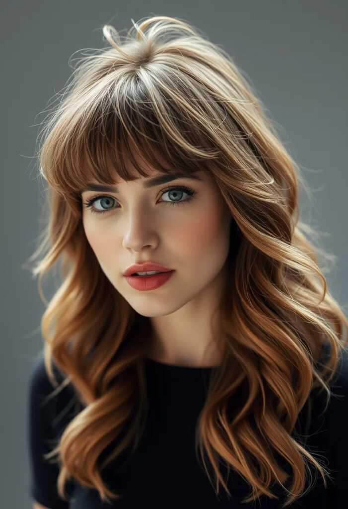 Wispy Bangs with Wavy Hair